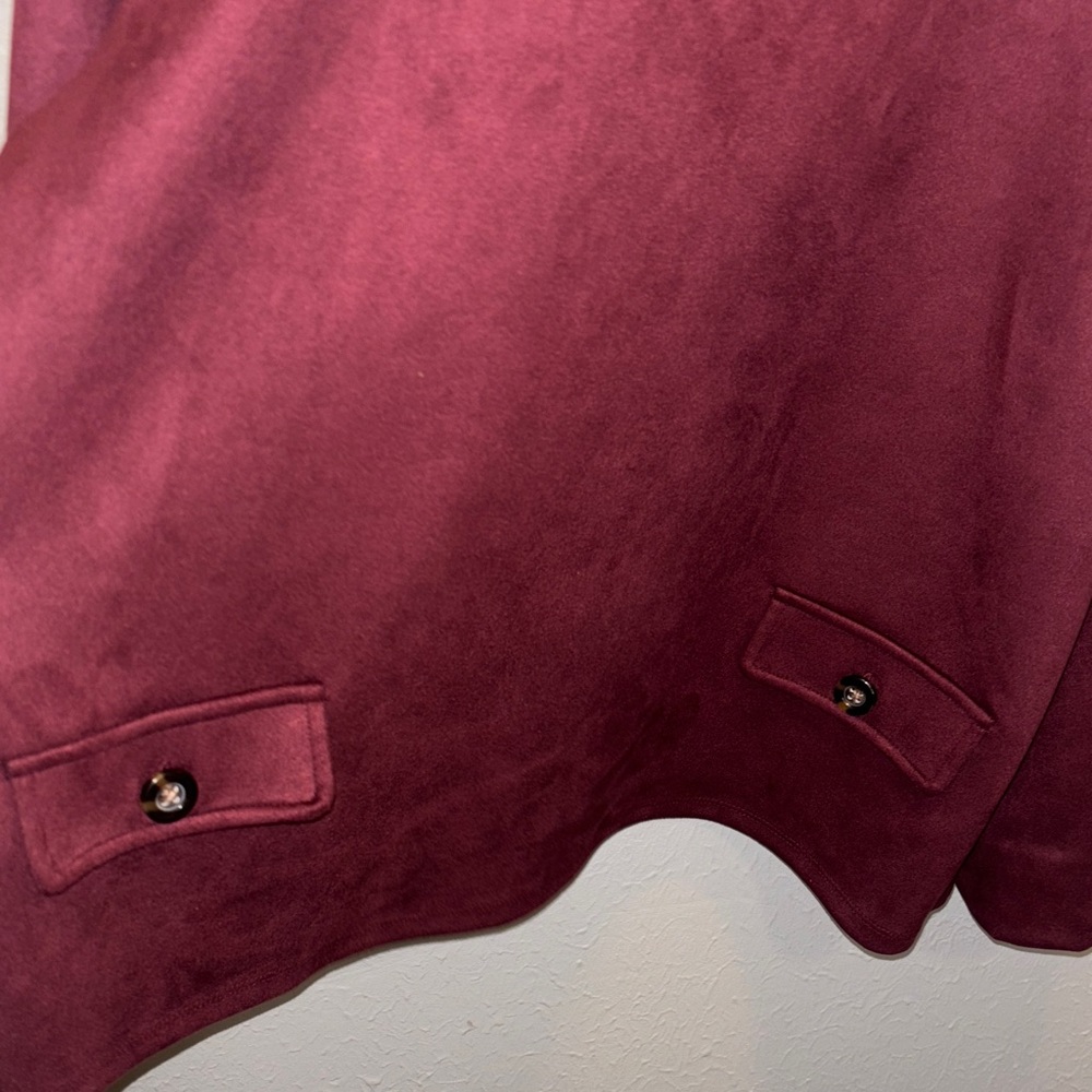 Elegant Ann Taylor Burgundy Wine Top Faux Suede Women's Size XL - Picture 3 of 6